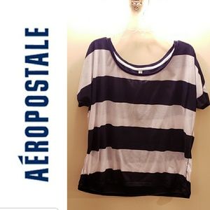 Aeropostale Blue & White Striped Top